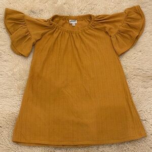Little Baberham Girls Mustard Off-Shoulder Dress